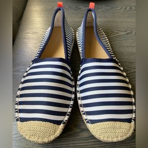 Sea Star Beachcomber Espadrille in Navy/White Microstripes Nautical Size 10